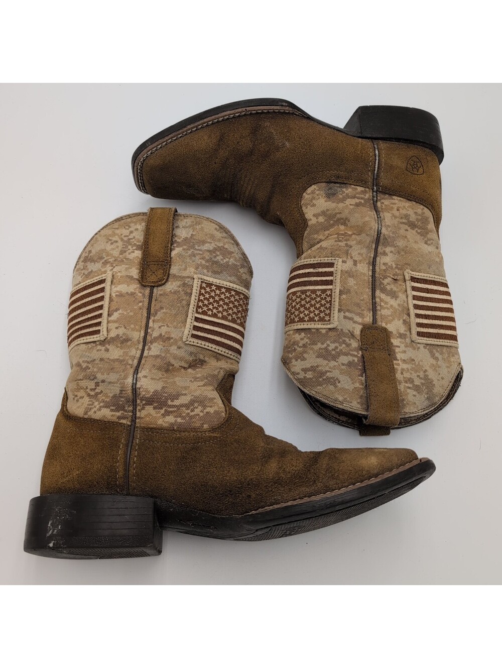 Ariat Men's 8D Camo Patriot Western Cowboy Boots US Flag Leather Brown